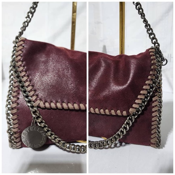 Authentic Stella McCartney Faux Leather Falabella Shoulder Bag Burgundy - Picture 11 of 14